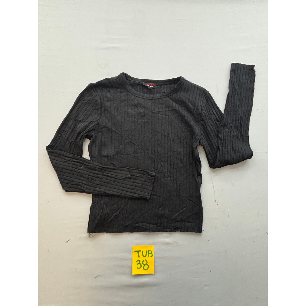Don't Call Me Jennyfer Womens Ribbed Long Sleeve Crew Neck Top Black Large